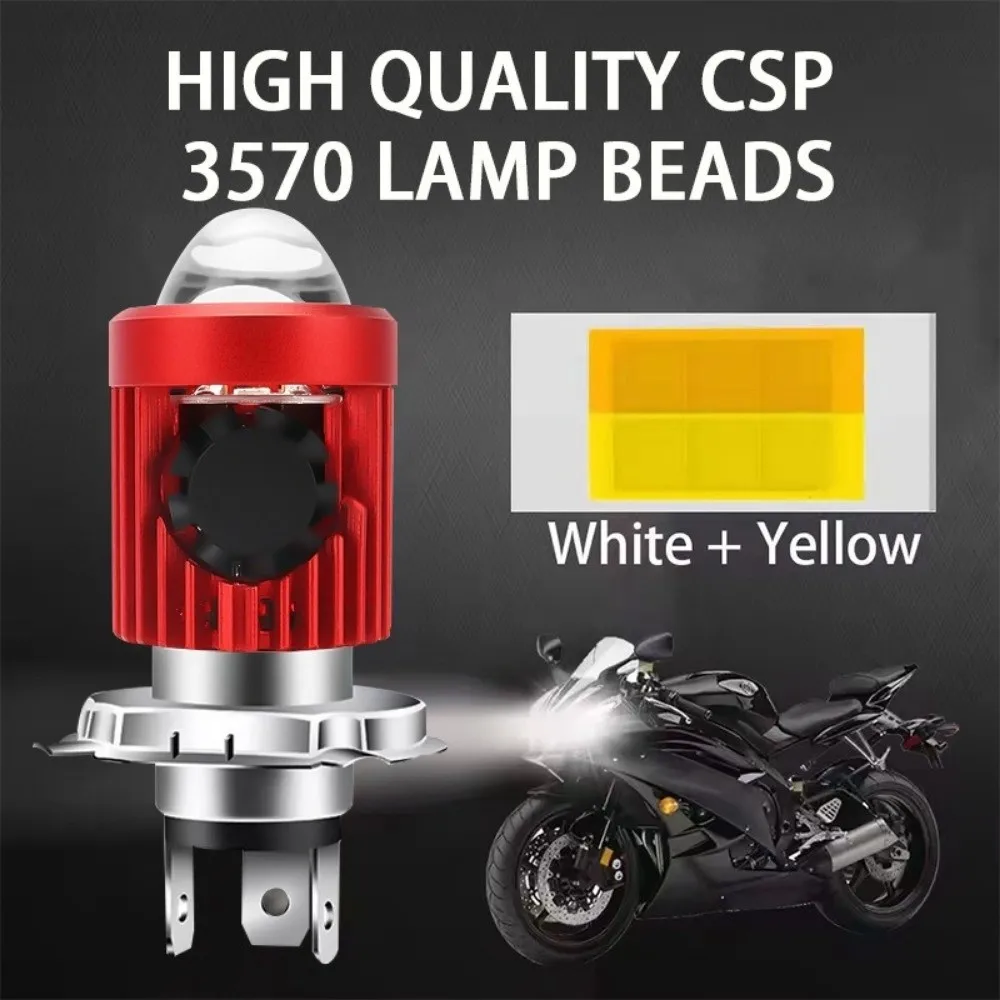 

RA20D H4 Motorcycle LED Headlight Bulb With Fan White Yellow Dual Color DRL Beam Light High Low Beam Waterproof