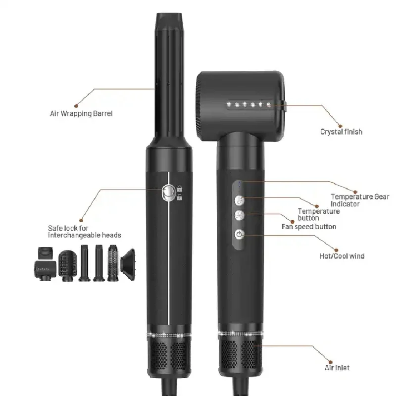 Asciugacapelli professionale 7 in 1 strumenti per lo Styling dei capelli Set regalo spazzola per capelli spazzola per capelli 110000RPM motore