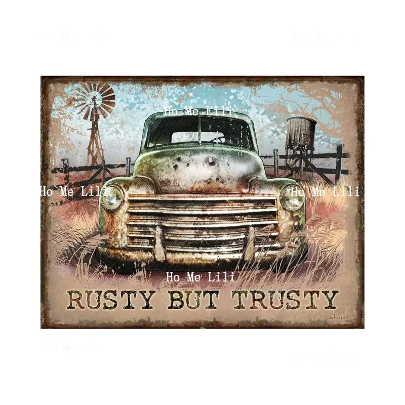 Rusty But Trusty Blechschild, nostalgische Vintage-Wanddekoration aus Metall