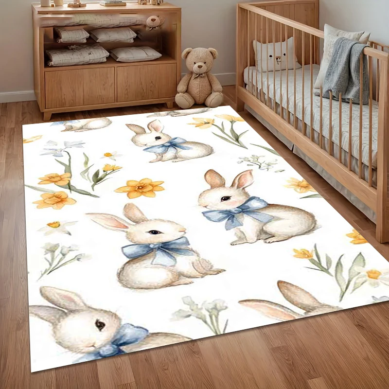 Osterhase Teppich Cartoon Wohnzimmer Bodenmatte Outdoor Kinder Spielmatte Weicher Teppich Küchendekoration Eingangsbereich Türmatte Geschenk Schlafzimmer Teppiche