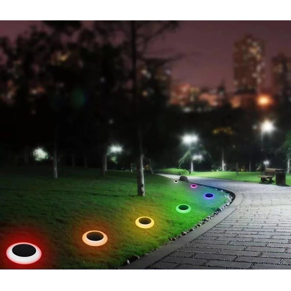 Solar Lawn Light LED Ground Plug RGB Colorful Outside Power Lights for Gardens Patios Driveways Energy Saving Low Consumption