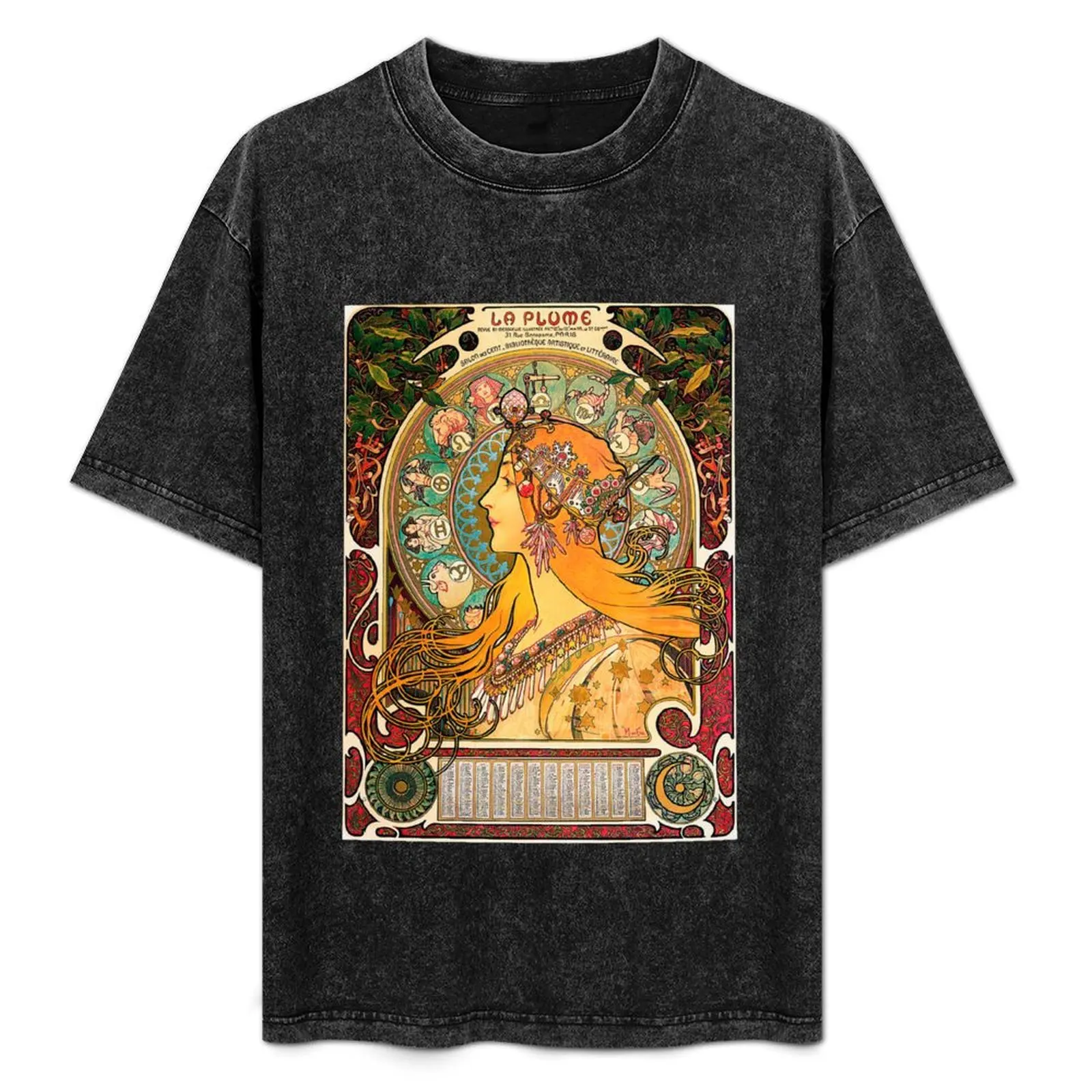 HD. Zodiac (Second version), by Alphonse Mucha (1896) HIGH DEFINITION T-Shirt hippie clothes oversizeds t shirts men