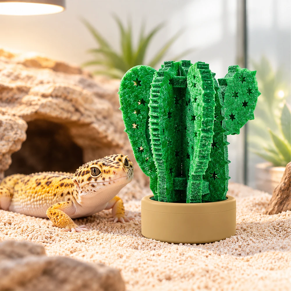 Cactus Reptile Humidifier Natural Evaporation No Power Terrarium Accessory for Tortoise Lizard Gecko Snake 3 Styles Green