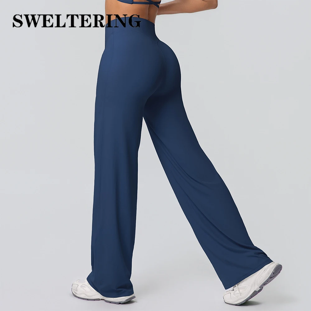 Pantalon de yoga taille haute à jambe large pour femme, leggings de sport et fitness, coupe évasée, très élastique, effet push-up, pour la gym et l'entraînement