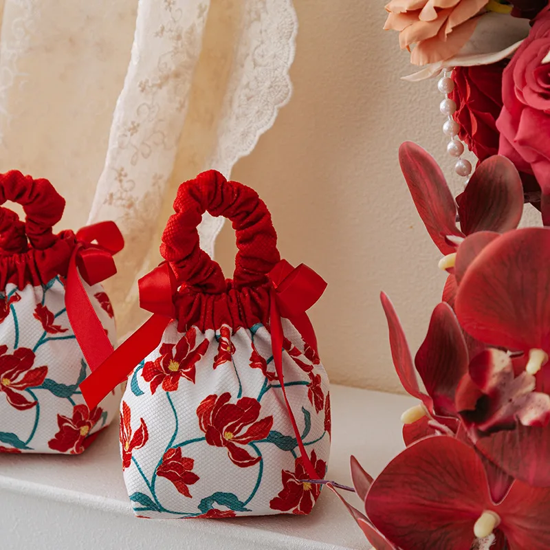 

Candy Bag Vintage Bridal Shower Gift Bag Wedding Gift Bag High Quality Drawstring Canvas Pouch For Snack Packaging Gift