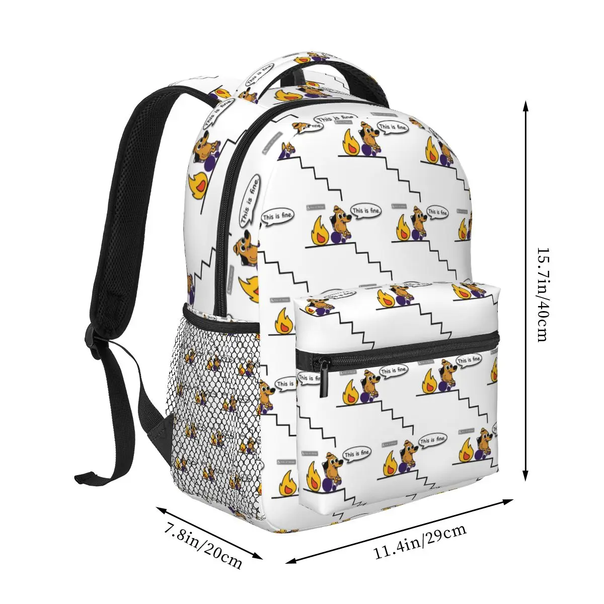 This Is Fine Things Are Going To Be Ok Meme Student Backpack School Bag Hiking Travel Daypack for Boy Girl Bookbag Shoulder Bags