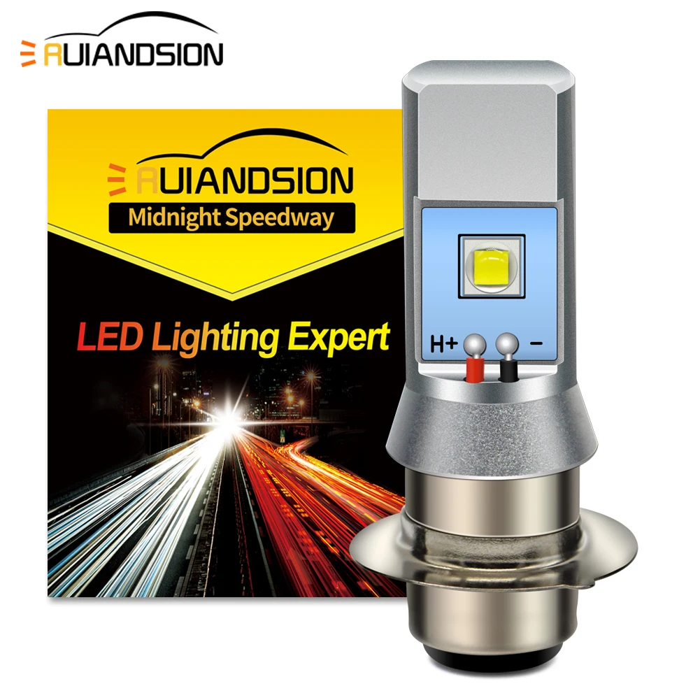 Ruiandsion H6M LED Motorcycle Headlight Bulb P15D 6-24V for Scooter Moped ATV UTV Fit CANBUS Error Free Plug&Play 1Pcs