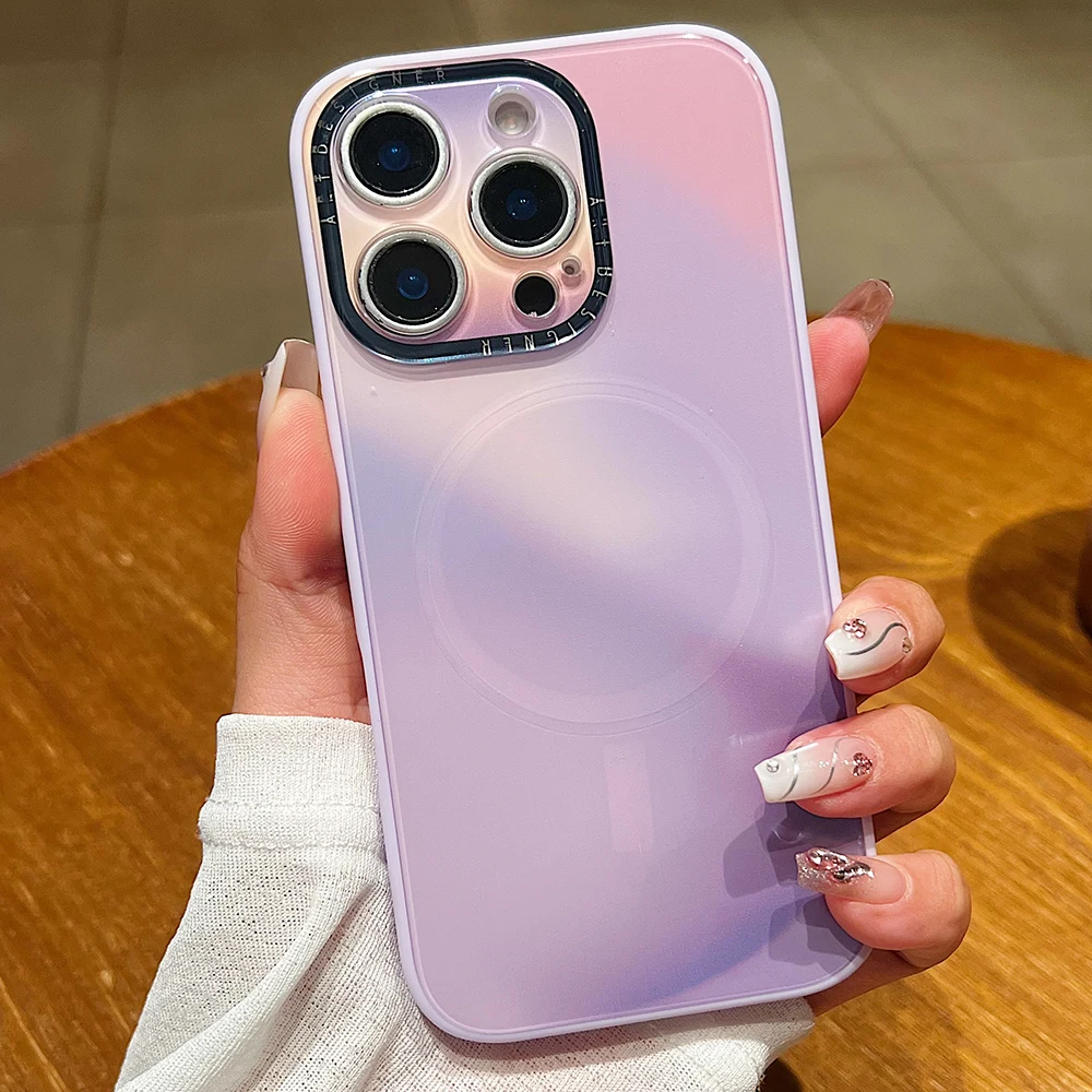 

Luxury Magnetic Wireless Charging Tempered Glass Phone Case For iPhone 17 16 15 14 13 12 11 Pro Max Plus Camera Protection Cover