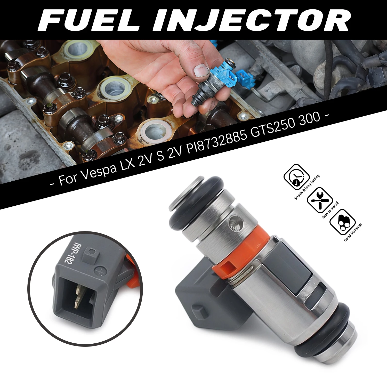 

1 PCS Fuel Injector Nozzle IWP-182 Motorcycle Accessories For Piaggio GTS GTV X7 X8 Beverly 125 250 300 PI8732885 GTS250 300