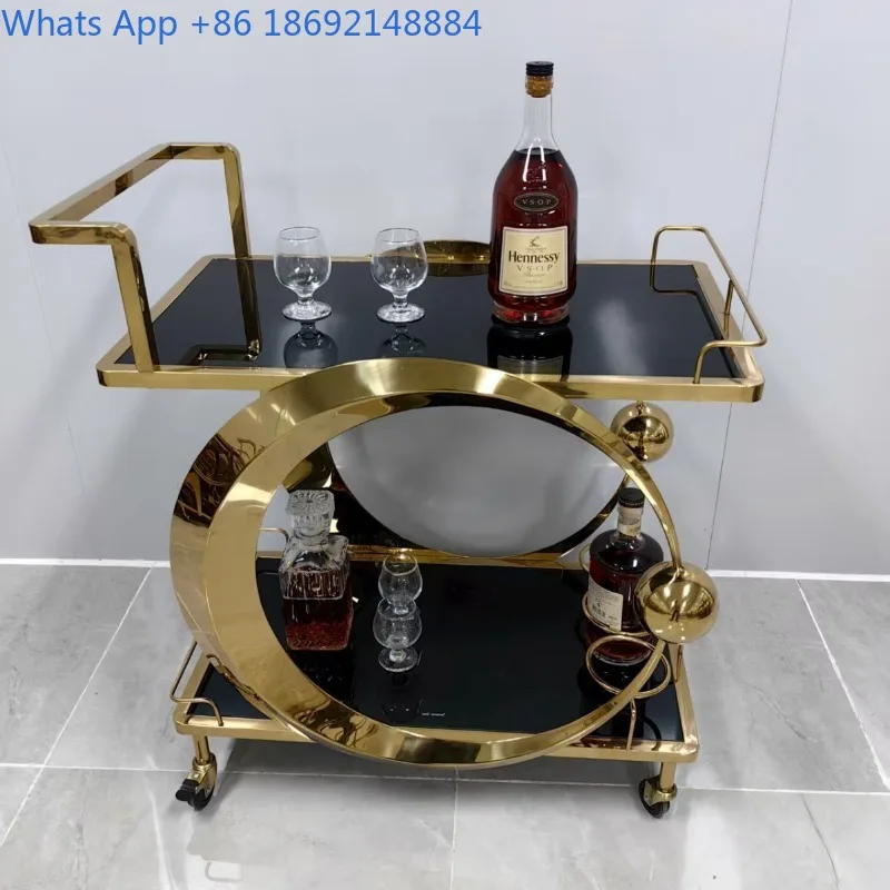 

High-End Hand-Pulled Dining Cart Hotel Silent Wheel Stainless Steel Wine Cart Restaurant Food Delivery Cake Hand-Pulled Cart