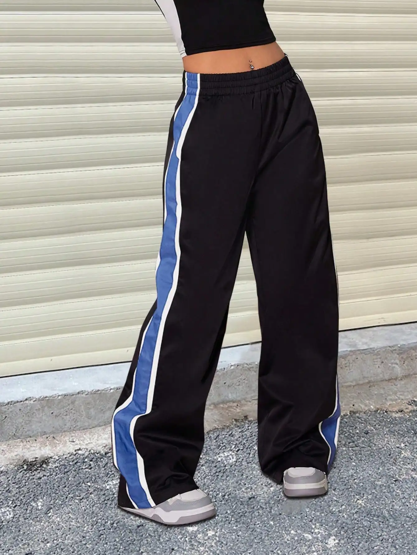 2025 Newest Women's Parachute Pants Elastic Waist Loose Wide Leg Sweatpants Cargo Pants Jogging Sweatpants