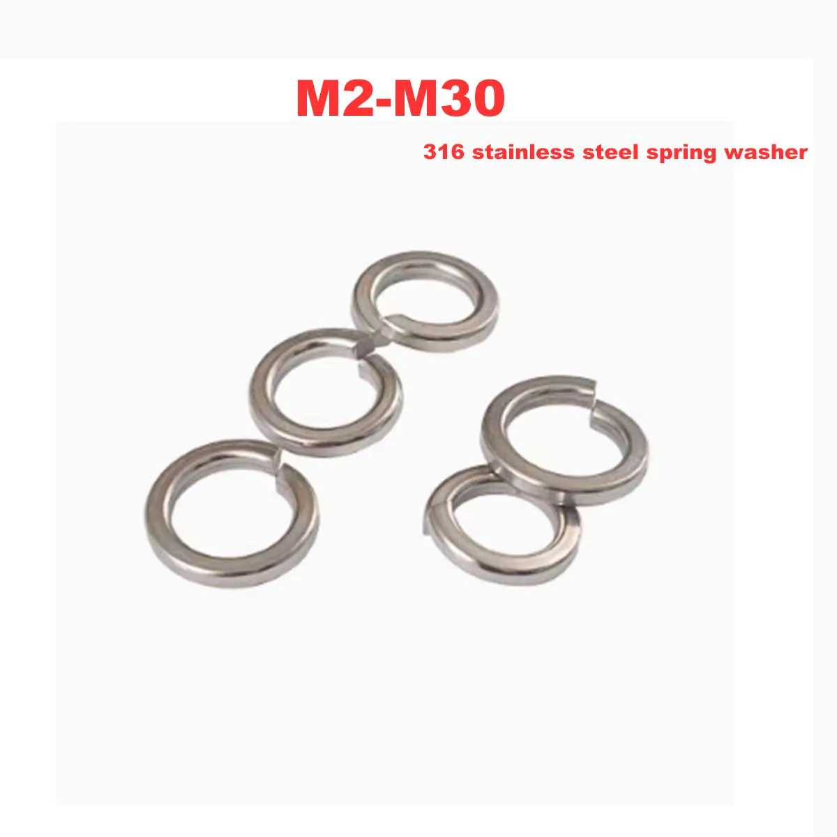 316 Stainless Steel Spring Washer, Metal Gasket GB93 M2M3M4M5M6M8M12M14M16M20-M30