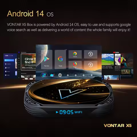 VONTAR X5 Android 14 TV Box Amlogic S905X5M 4GB 128GB 1000M Wifi6 4K AV1 TVBOX Media Player 32GB 64GB Set top box