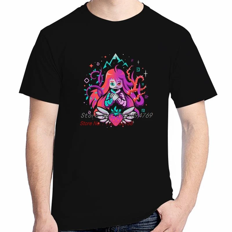 Indie Men's T-Shirt Birthday Gifts Funny Tees O Neck Cotton T-Shirt Celeste Madeline Dash Strawberries Game Mens Clothes