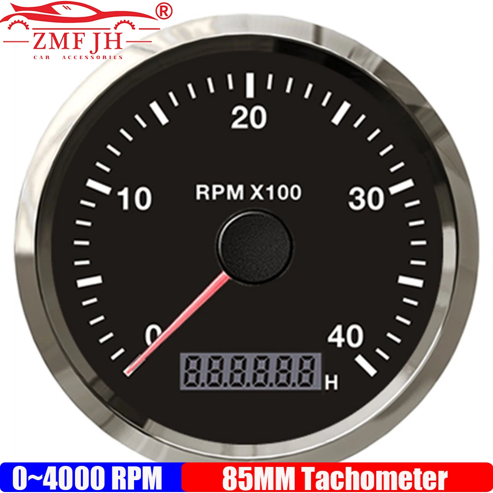 3000 4000 8000 12000RPM 85MM Tachometer with Hourmeter Red,Yellow Backlight Over RPM Buzzer Alarm for Universal Car Boat Yacht