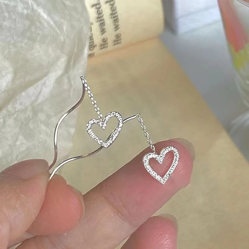 GANPUP Exquisite Herz-Strass-Fransen-Ohrringe für Damen, Modischer Schmuck, Neues Geschenk für Party, Alltag und Feiertage. – Detail 3