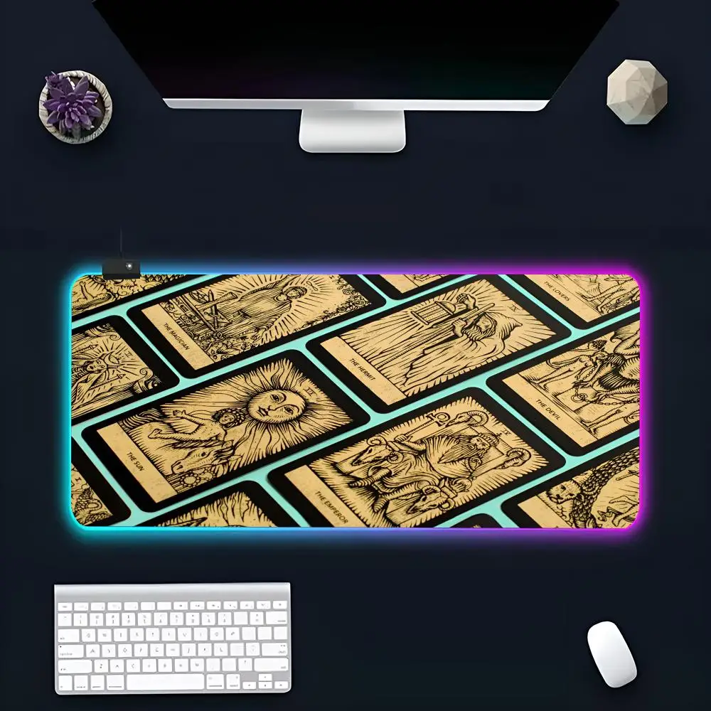 Tarot Mouse Pad Large RGB Mouse Pad XXL LED Mouse Mat Japan Mousepads Table Pads Keyboard Mats Desk Rug With Backlit