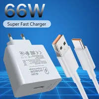 Original Honor Magic V3 VS3 V2 VS2 6 5 4 Pro 66W Charger Super Charge Fast Wall Adapter 6A USB Cable For Honor 90 80 70 60 Pro