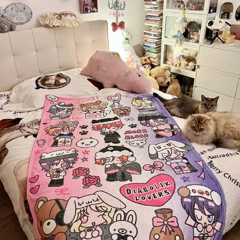 DIABOLIK LOVERS Cartoon Anime Flannel Blanket Throw Home Sofa Lunch Break Blankets Children Student Blankets Nap Gifts Cosplay