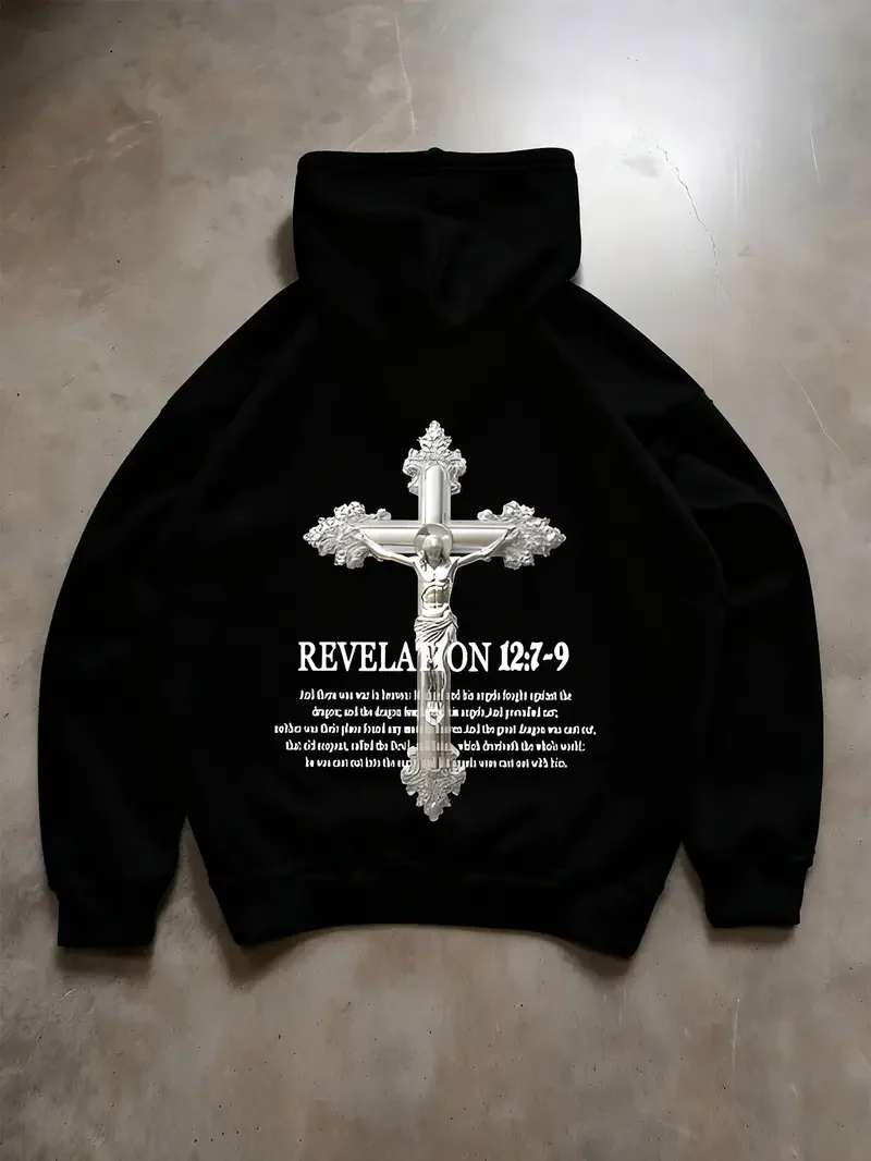 سويت شيرت رجالي فضفاض بغطاء للرأس، بلوفر أسود على طراز الشارع، قميص أمريكي كاجوال بقلنسوة، مناسب لهدايا عيد الميلاد