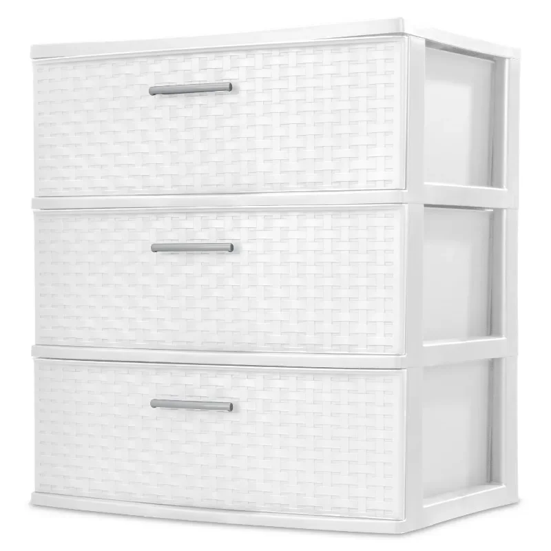 

NEW 3 Drawer Wide Weave Tower White-Guaranteed Authentic