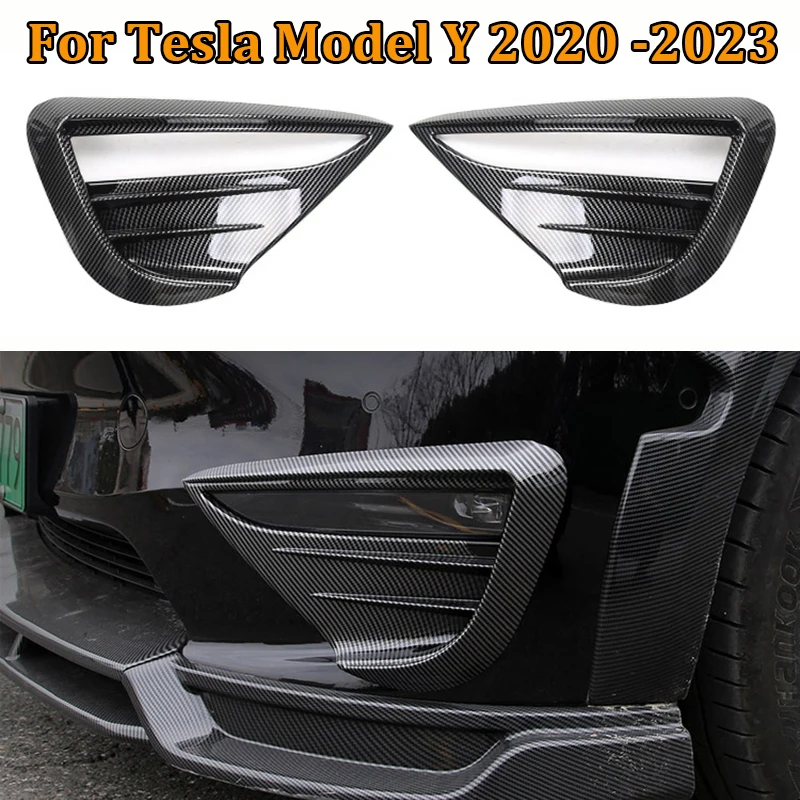 For Tesla Model Y 2020-2023 Car Fog Lamp Trim Blade Trim Light Fog Lamp Eyebrow Decoration Front Bumper Cover Wind Knife