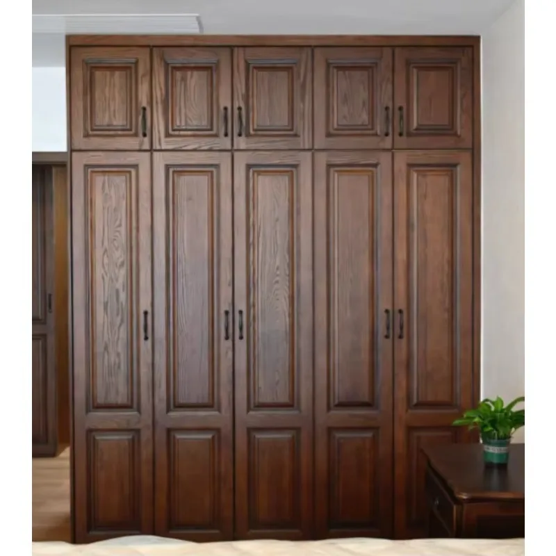 Modern Wooden Cabinet Wardrobe Closet Organizer Durable Bedroom Furniture with MDF Door Clothes Combination Cupboard with Border