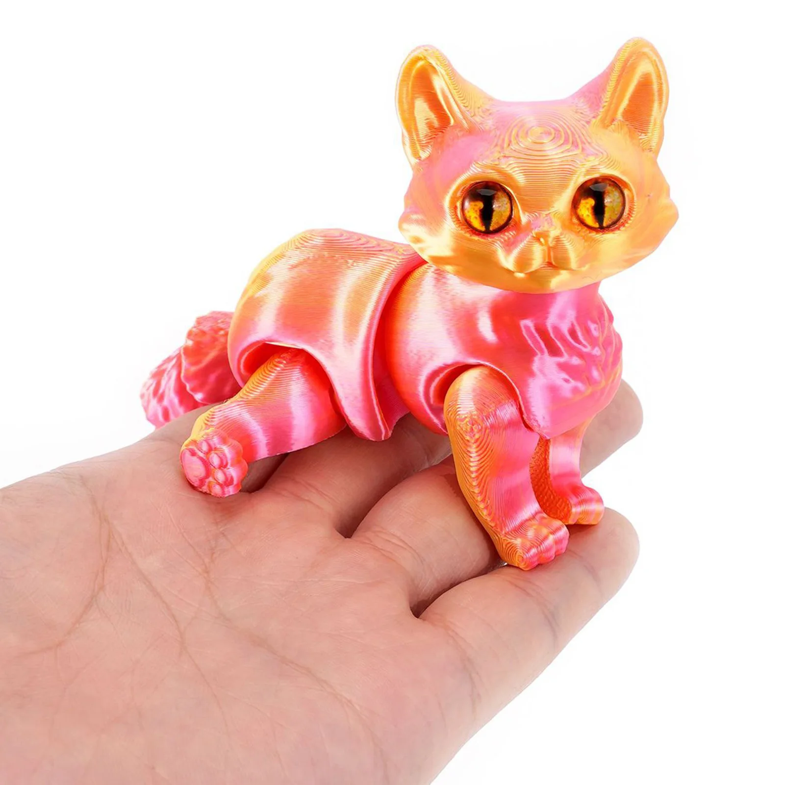 3D Printed Cute Cat Figurine Animals Model Toy Desktop Pet Articulated Cat Collectibles Toy for Home Office Tabletop Decoration view 2