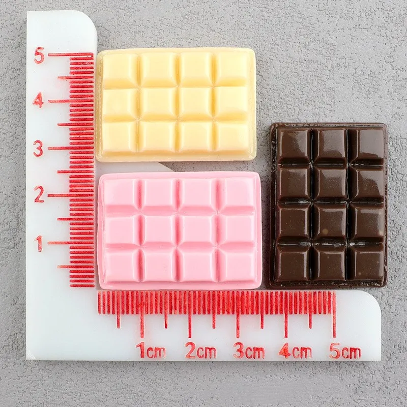 6 stücke 25*35 Simulation Schokolade Harz Flatback Cabochon Handwerk Dekoration Miniatur Lebensmittel Für DIY Puppenhaus Hause Dekoration – Detail 3