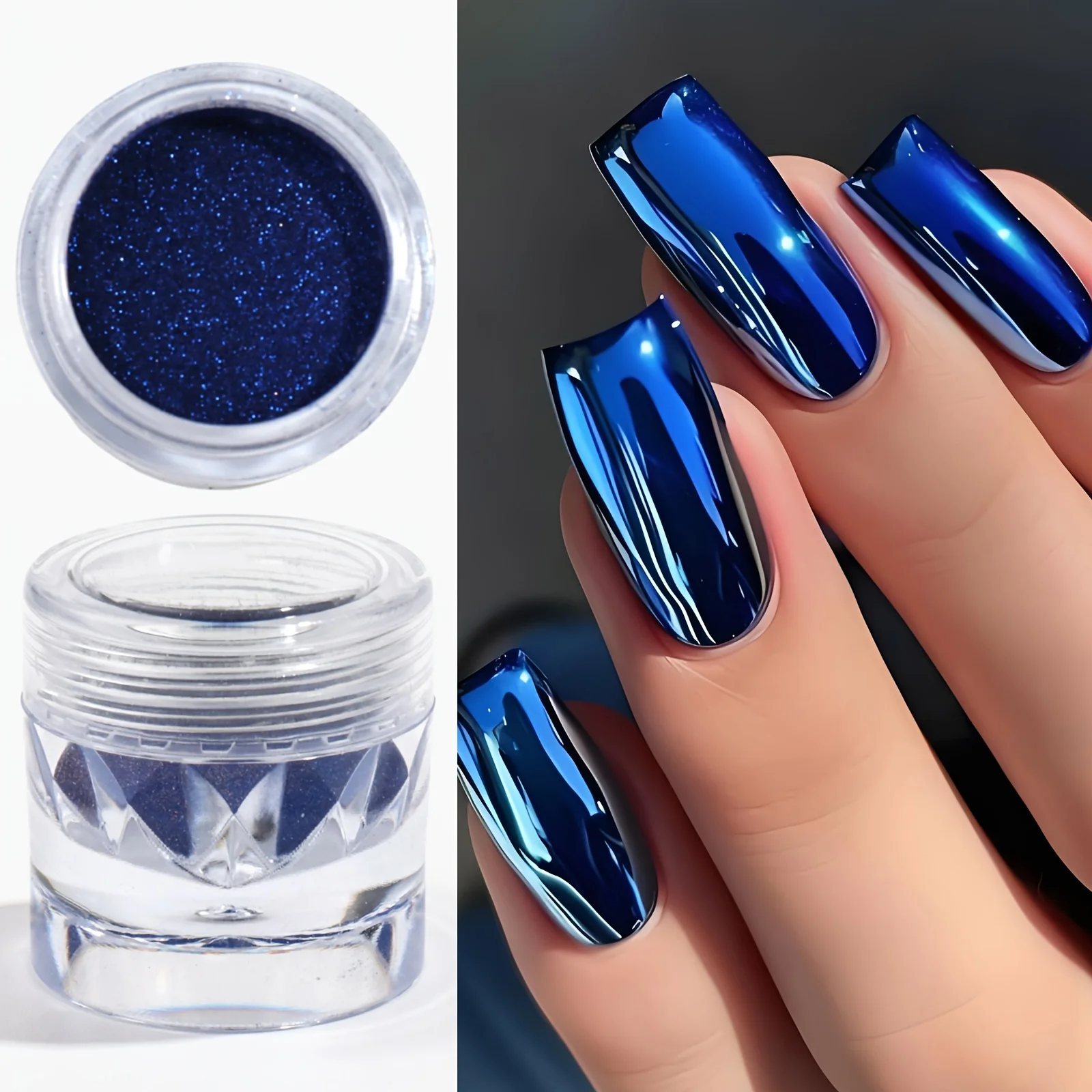 1pc Blue Mirror Chrome Nail Powder - Metal Glitter, DIY Nail Art, Y2K Glitter, Wedding Nail Art, Parties, and Special Occasions