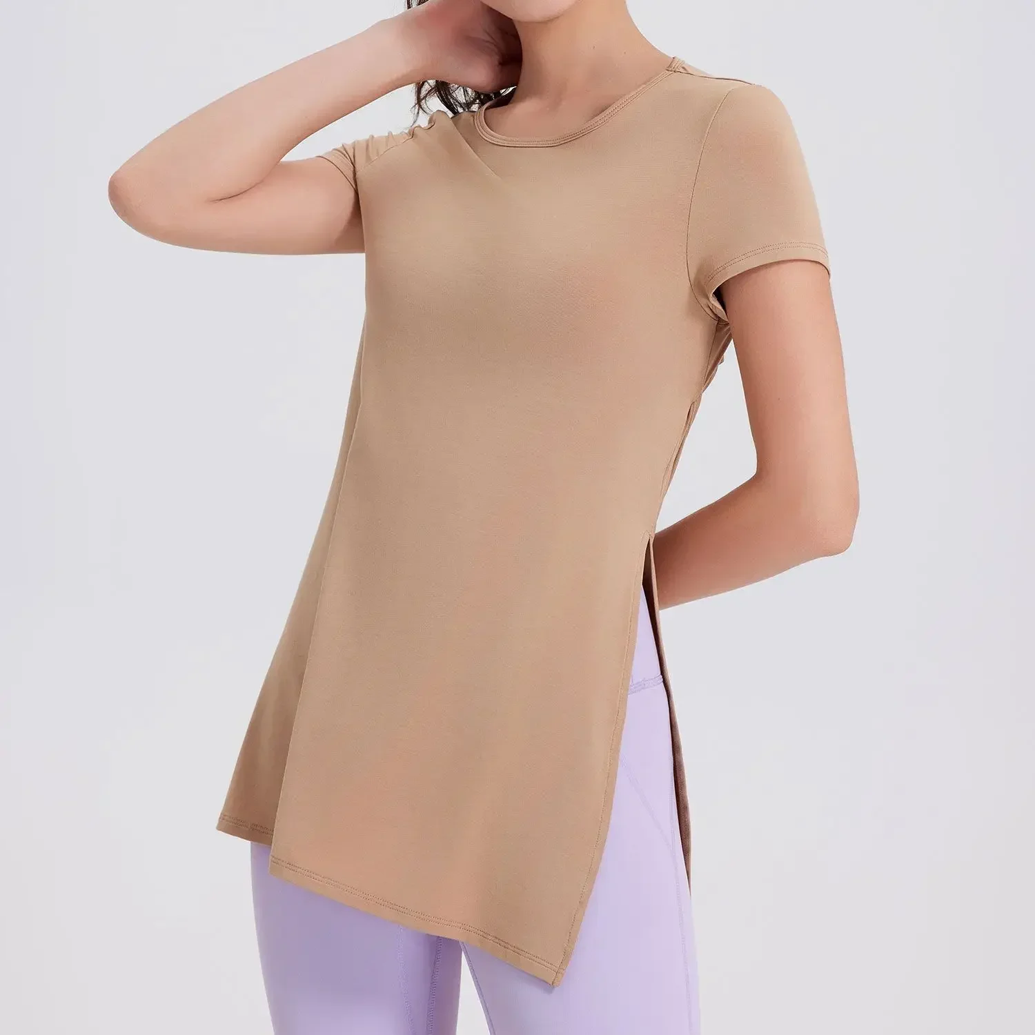 Summer Short Sleeve Yoga T-Shirt Women Solid Color Breathable Quick Dry Running Top Loose Openwork  Gym Blouse Modal Sportswear