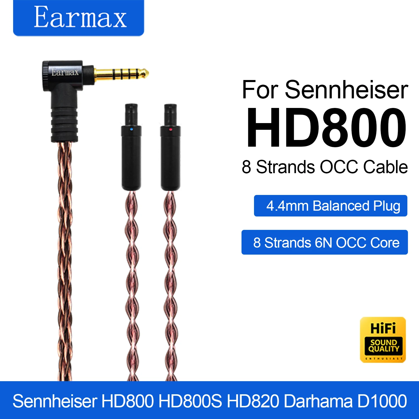 

Подходит для наушников Sennheiser Hd820, Hd800S, Hd800, Damao D1000 Hifi, 8-жильный толстый плетеный кабель Kimber 4,4 мм из монокристаллической меди, сменный балансированный кабель, четырехконтактный XLR-кабель для модернизации.