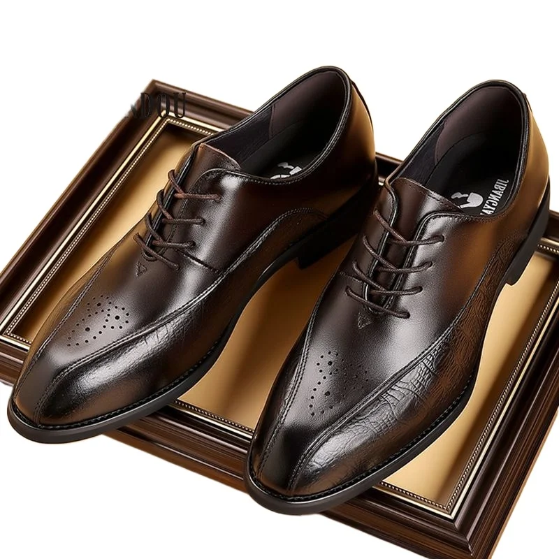 

Mens First Layer of Pure Cowhide Inner Leather Insole Soft Bottom Wedding Career The Bottom Business Derby Shoes
