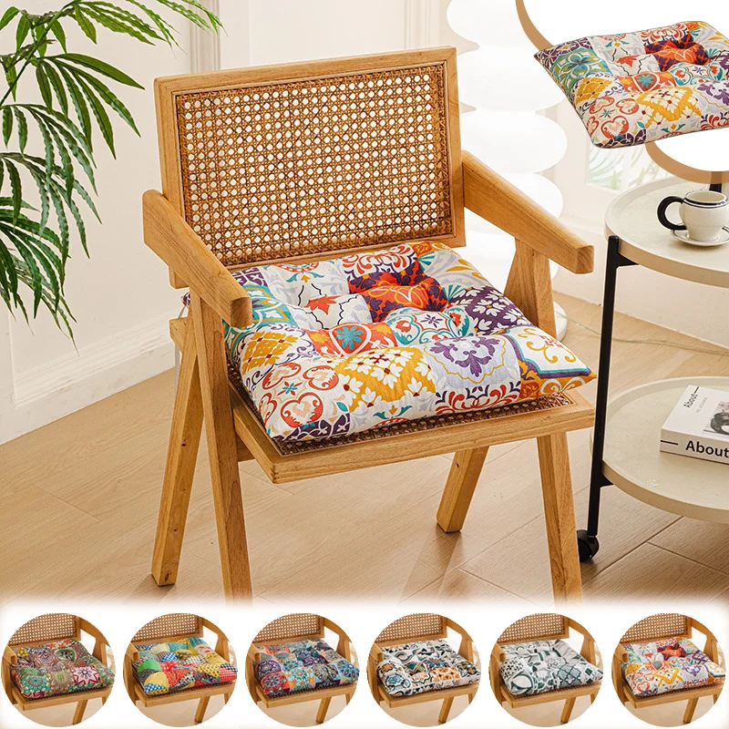 

2026 New American Style Crystal Short Plush Cushion Bohemian Vintage Square Chair Pad Thicken Tatami Floor Pouf for Home Office