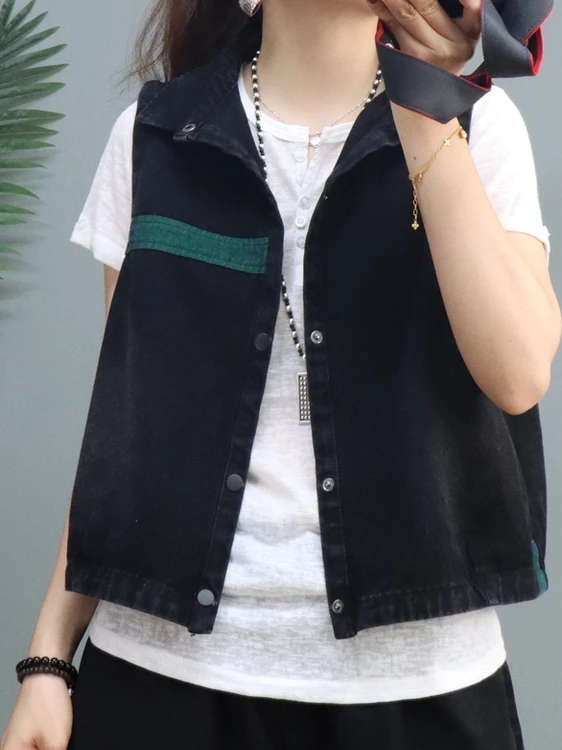 

Свободный женский джинсовый жилет ort Svel, повседневный цветной дизайн, модная маленькая верхняя одежда, идеально подходит для весеннего сезона