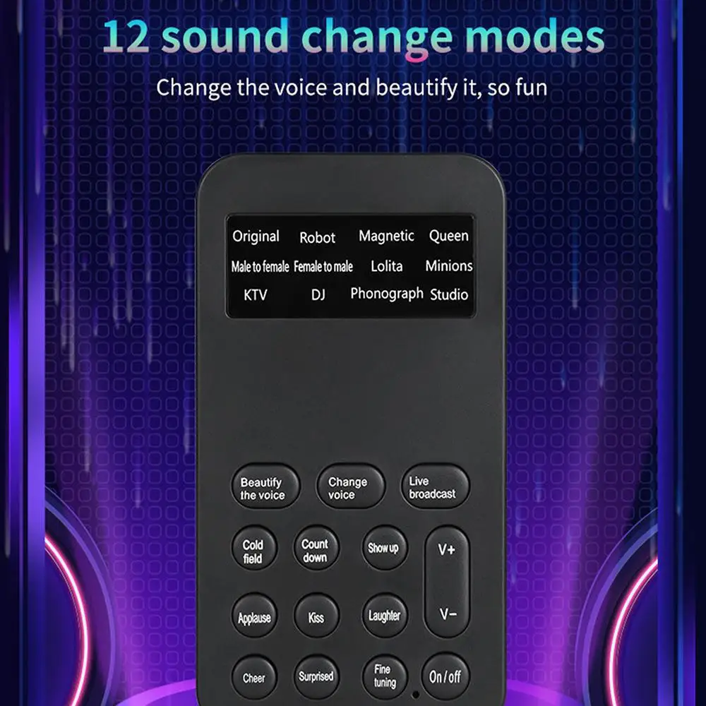 Voice Modes Changer Live Streaming Sound Changes Microphone Mini Portable Voice Modulator For Phone PC Tablet Laptop 2023