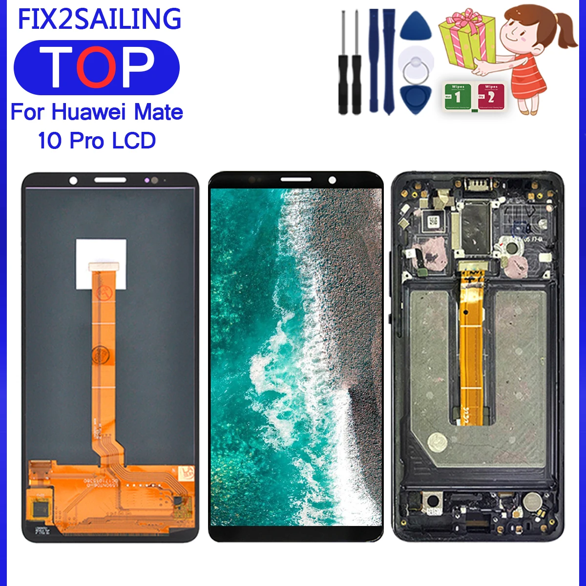 huawei-mate-10-pro-bla-l29、aaaの交換部品用のスーパーamoledlcdタッチスクリーン
