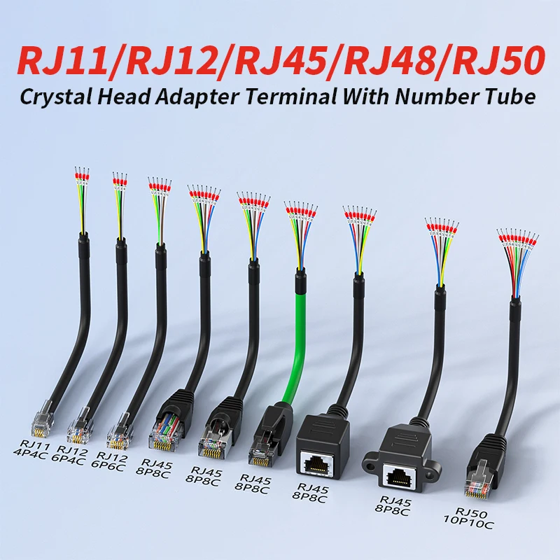 Cable de Conexión RJ11/RJ12/RJ45/RJ48/RJ50 con Conector Crystal Head a 485/422/CAN, Cable Terminal 4P4C 8P8C 6P6C 10P10C, Conector RJ45 a Línea 232