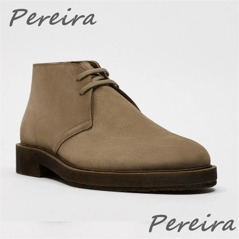 

Retro Cow Suede Men Boots British Style Round Toe Genuine Leather Ankle Chelsea Boots Autumn Winter Classic Fashion Casual Shoes