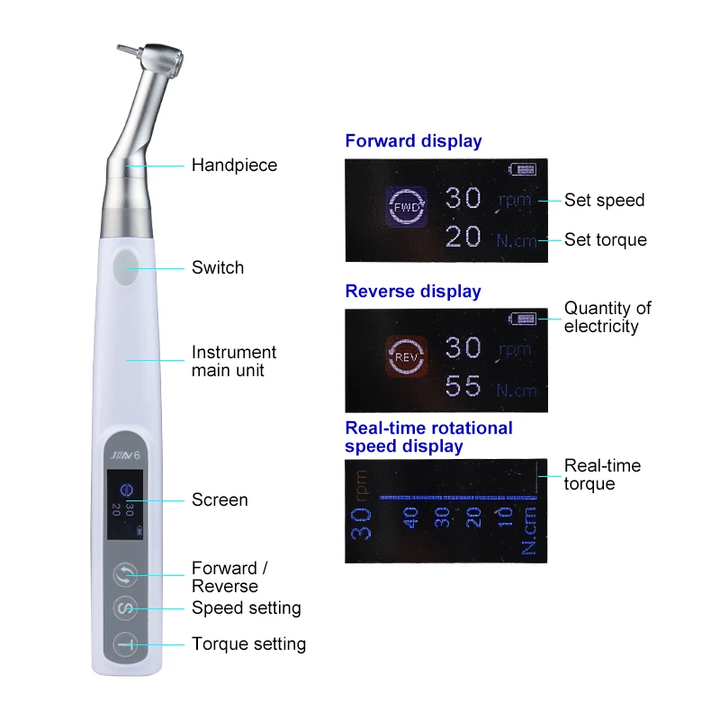 Dental Implant Motor with 16pcs Screwdrivers Electric Wireless Torque Driver Implant Torque Wrench Contra Angle Motor