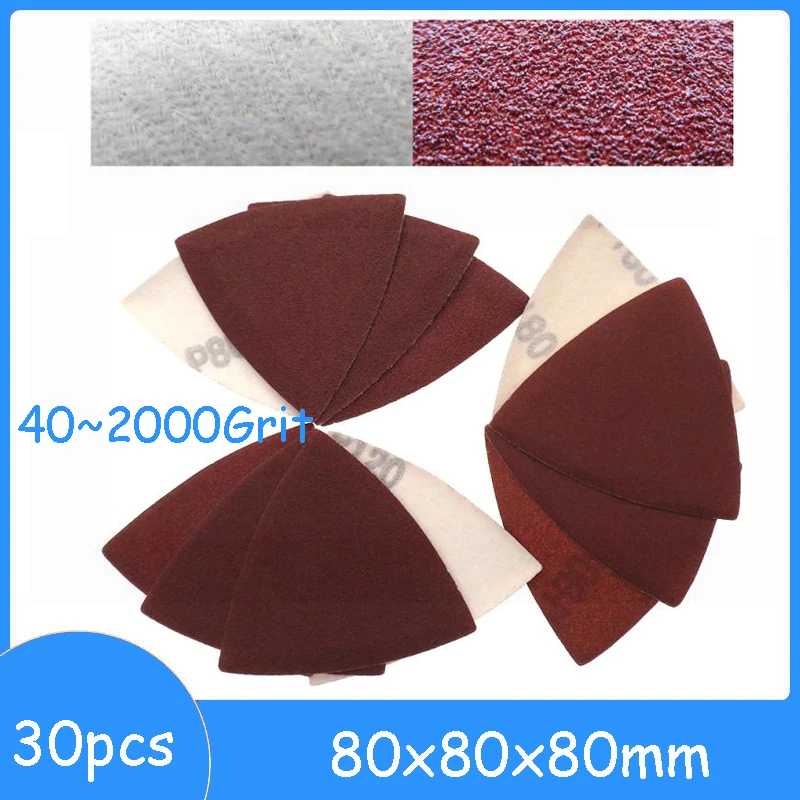 

Sanding Paper 80x80x80mm Triangular Hook & Loop Sandpaper Triangle Fit Oscillating Multi Tool Sanding Pad Multi Grit 40~2000Grit