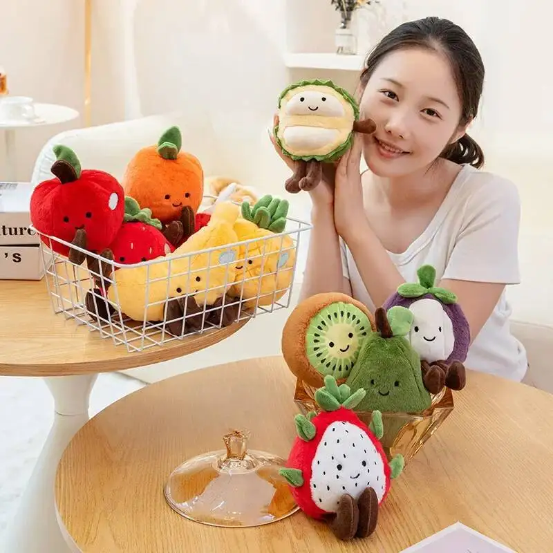 Mini juguetes de peluche de frutas, 10 estilos, sandía, naranja, manzana, Durian, plátano, fresa, juguetes animados, fruta de dibujos animados, decoración Kawaii