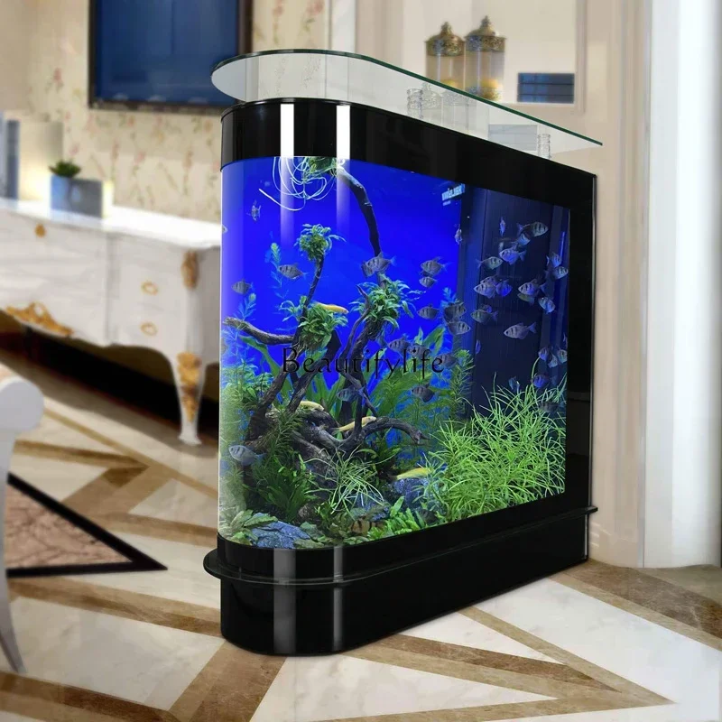 Floor Fish Tank European Style Aquarium Living Room Home Partition Large and Medium Size Fish Tank Landscape