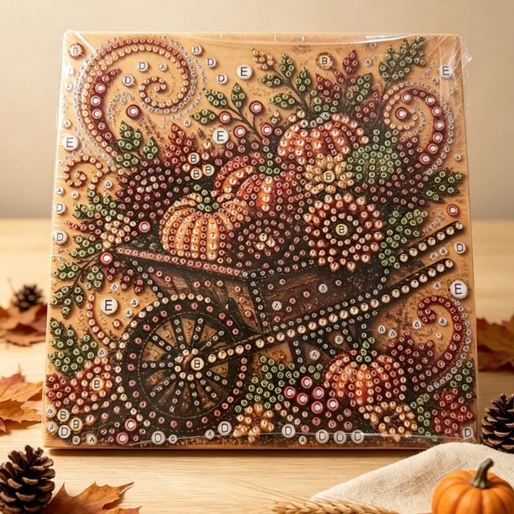 Sparkling Pearl Painting Kit Handmade Fall Harvest Diamond Art Kit Creative Autumn Theme Beaded Canvas Art Thanksgiving Gift