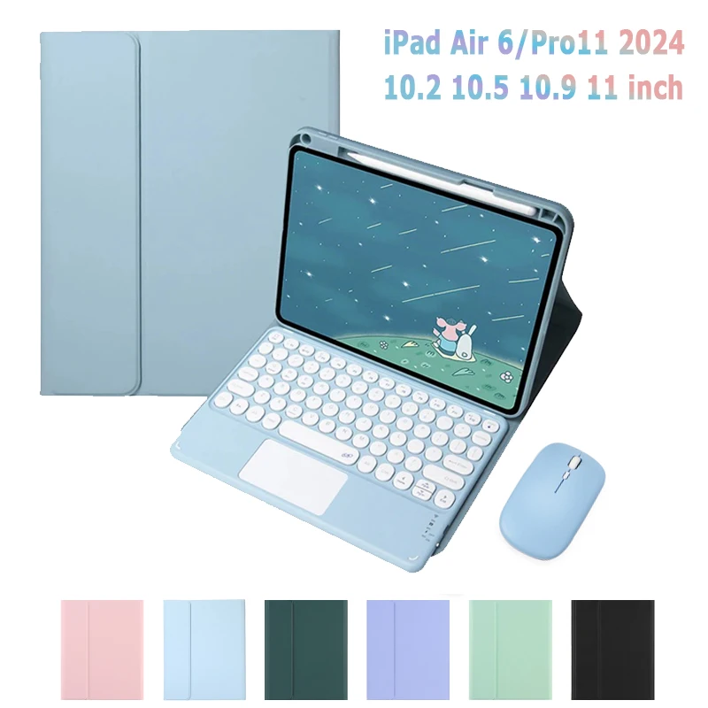 2024 etui do ipada klawiatura Touchpad 10th gen Air 6 Pro 11 2022 10.5 Air 3 10.2 7 8 9th Case Air 5 4 10.9 \'\'darmowa mysz Bluetooth