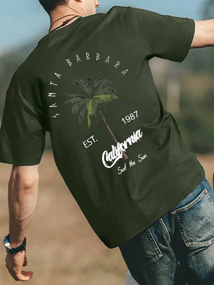 Hawaiian Fashion Men's T-shirt Holiday Beach Party Men's Oversized T-shirt Summer Outdoor Everyday Casual Men's Short-sleeved