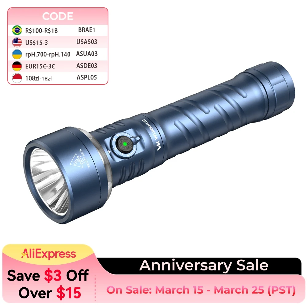 

Wurkkos TS27 Flashlight 845m Beam Distance RGB Lighting Effects Reverse Charging Function 3200L Ultra-Bright Outdoor Camping