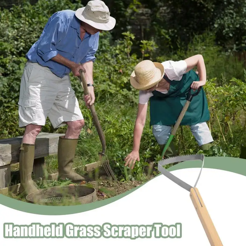 

Grass Scraping Tool Metal Scraper Triangle Grass Weeder Weeding Hand Tools Gardening Supplies With Wooden Handle For Garden Yard