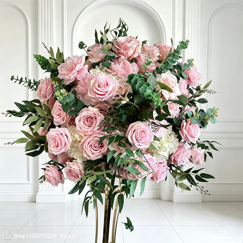 Große Künstliche Rosen-Delphinium-Blumenkugel als Hochzeitstisch-Mittelstück, Blumenarrangement für Party, Bankett, Gangdekoration und Veranstaltungsortdekoration – Detail 1