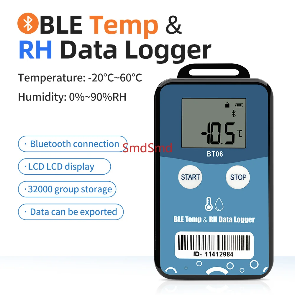 BT06 Bluetooth Temp & Humidity Data Logger Reusable RH TEMP Data Logger Recorder Humiture Recording Meter with 32,000 Capacity